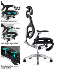 HKM-005011 Luxury Executive Office Chair with Footrest, Ergonomic Swivel Design and 7D Adjustable Armrest