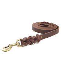 HKM-0051261 Genuine Leather Anti-Pull Dog Leash - Brown & Black Options Available