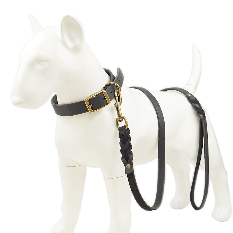 HKM-0051261 Genuine Leather Anti-Pull Dog Leash - Brown & Black Options Available