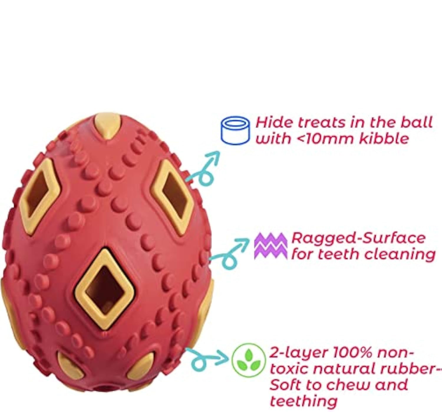 HKM-0052541 Interactive Teething Chew Toy for Small Dogs - Treat Dispensing Egg-Shaped Ball