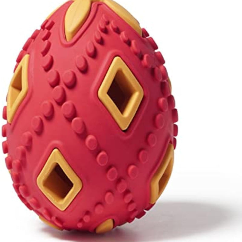 HKM-0052541 Interactive Teething Chew Toy for Small Dogs - Treat Dispensing Egg-Shaped Ball