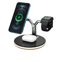 HKM-005267 15W Three-In-One Fast Magnetic Wireless Charger, Type-C Input, Available in Black and White