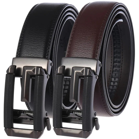 HKM-005267 Stylish Hollow Design Men's Automatic Buckle Leather Belt - Model LY36-74-1