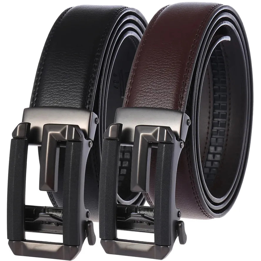 HKM-005267 Stylish Hollow Design Men's Automatic Buckle Leather Belt - Model LY36-74-1