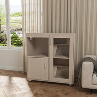 HKM-0052925 4-Tier Wooden Guinea Pig and Hamster Cage with Lockers and Acrylic Windows