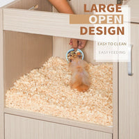 HKM-0052925 4-Tier Wooden Guinea Pig and Hamster Cage with Lockers and Acrylic Windows
