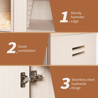 HKM-0052925 4-Tier Wooden Guinea Pig and Hamster Cage with Lockers and Acrylic Windows