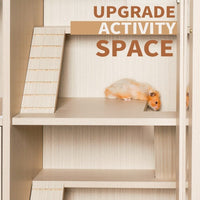 HKM-0052925 4-Tier Wooden Guinea Pig and Hamster Cage with Lockers and Acrylic Windows