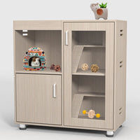 HKM-0052925 4-Tier Wooden Guinea Pig and Hamster Cage with Lockers and Acrylic Windows
