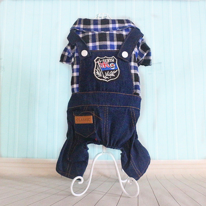 HKM-0053693 Navy Blue Dog Outfit with Paw Print Design for Small to Extra Large Dogs