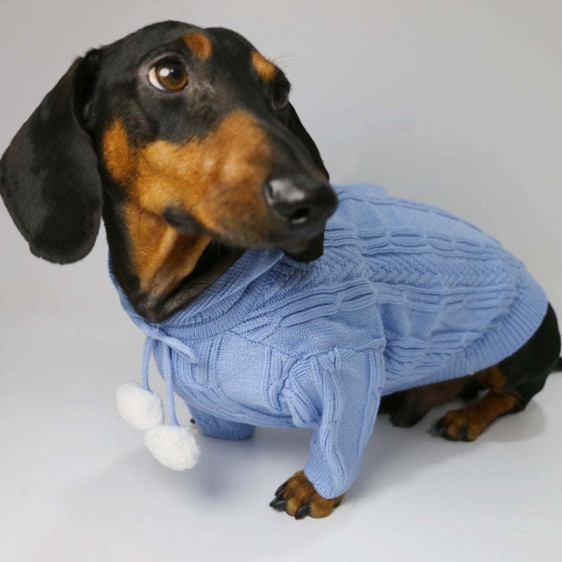HKM-0053821 Hooded Sweater for Dogs - Warm Two-leg Design in Sky Blue or Beige, Sizes XS-XL