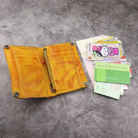 HKM-005459 Genuine Leather Retro Long Wallet for Men with Multi Card Slots and Zip Closure