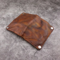 HKM-005459 Genuine Leather Retro Long Wallet for Men with Multi Card Slots and Zip Closure