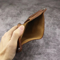 HKM-005459 Genuine Leather Retro Long Wallet for Men with Multi Card Slots and Zip Closure