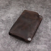 HKM-005459 Genuine Leather Retro Long Wallet for Men with Multi Card Slots and Zip Closure