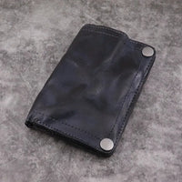 HKM-005459 Genuine Leather Retro Long Wallet for Men with Multi Card Slots and Zip Closure