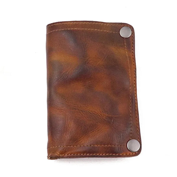 HKM-005459 Genuine Leather Retro Long Wallet for Men with Multi Card Slots and Zip Closure