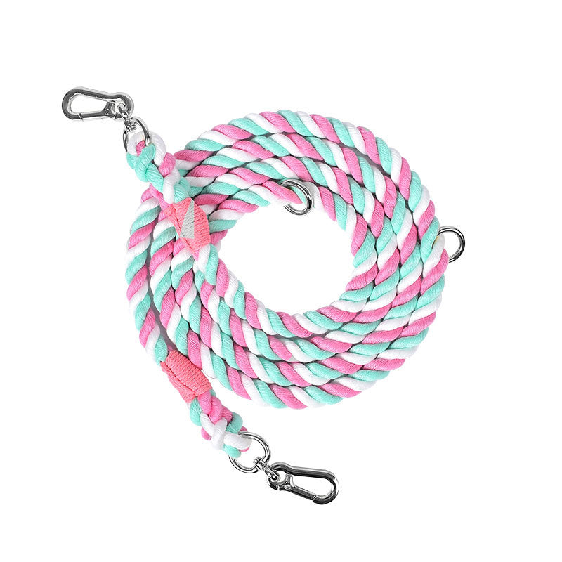 HKM-0054845 Multifunctional Braided Double-Ended Dog Leash for Active Walking