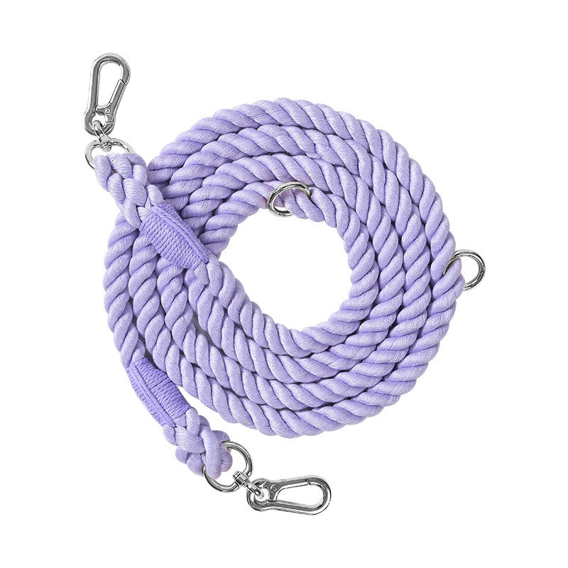 HKM-0054845 Multifunctional Braided Double-Ended Dog Leash for Active Walking