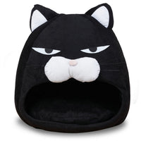 HKM-0055101 Black Cat Cartoon Thermal Nest for Dogs - Soft Cloth Pet Kennel in Medium and Small Sizes