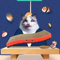 HKM-0055229 Cat Scratching Boards with Random Toy - Onigiri, Sushi, and Salmon Designs