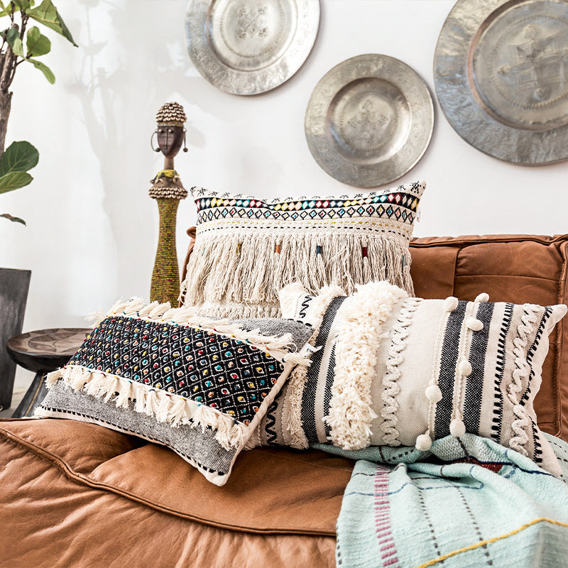 HKM-005523 Bohemian Style Cotton Couch Pillow - Various Sizes Available