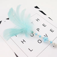 HKM-0055869 Colorful Feather Cat Teaser Wand with Bells - Safe, Eco-Friendly Material, 35cm Long