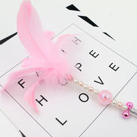HKM-0055869 Colorful Feather Cat Teaser Wand with Bells - Safe, Eco-Friendly Material, 35cm Long