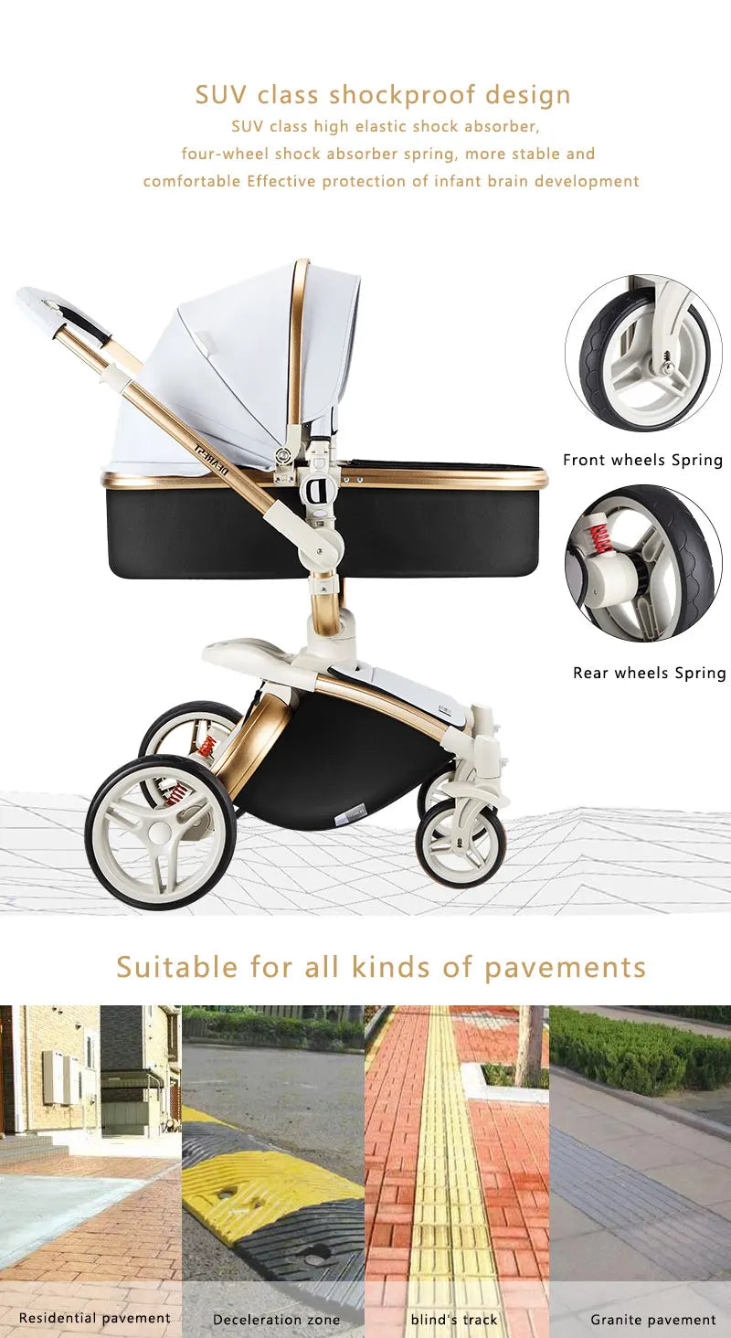HKM-005587 Comfortable Large Space Foldable Baby Walker Chariot with PU and Aluminium Alloy Frame