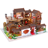 HKM-005651 Chinese Style Wooden Dollhouse Furniture Set for Kids, Miniature Puzzle Toy for Ages 5-7