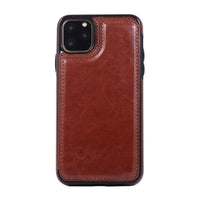 HKM-005651 Full-Wrap Brown PU+TPU Protective Back Cover Case for iPhone