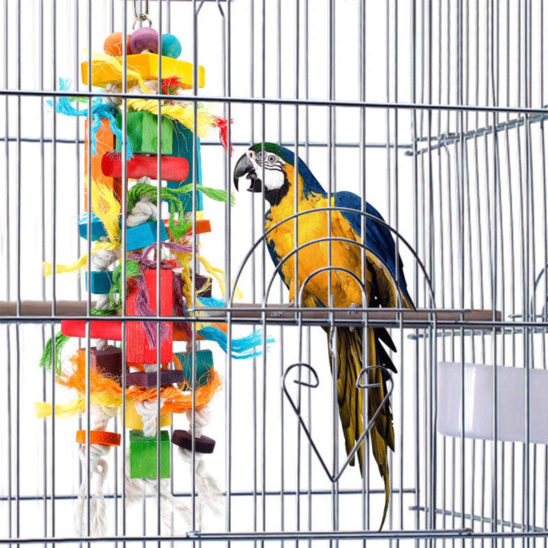 HKM-005651 Wooden Nibbling Toy for Medium and Large Parrots and Birds - 40 x 10 cm