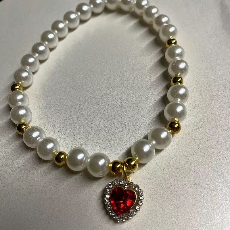 HKM-0057661 Internet Celebrity Cat Themed Pearl Necklace in Various Colors and Sizes