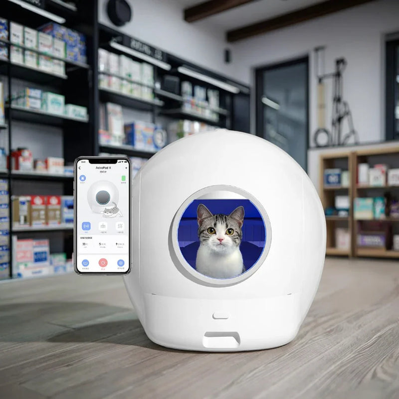 HKM-005843 Smart Automatic Cat Litter Box with 65L Capacity, App Control, Easy Clean, and Odor Control