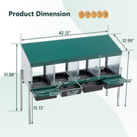HKM-0058685 4-Hole Chicken Nesting Box with Legs and Cover for Egg Protection