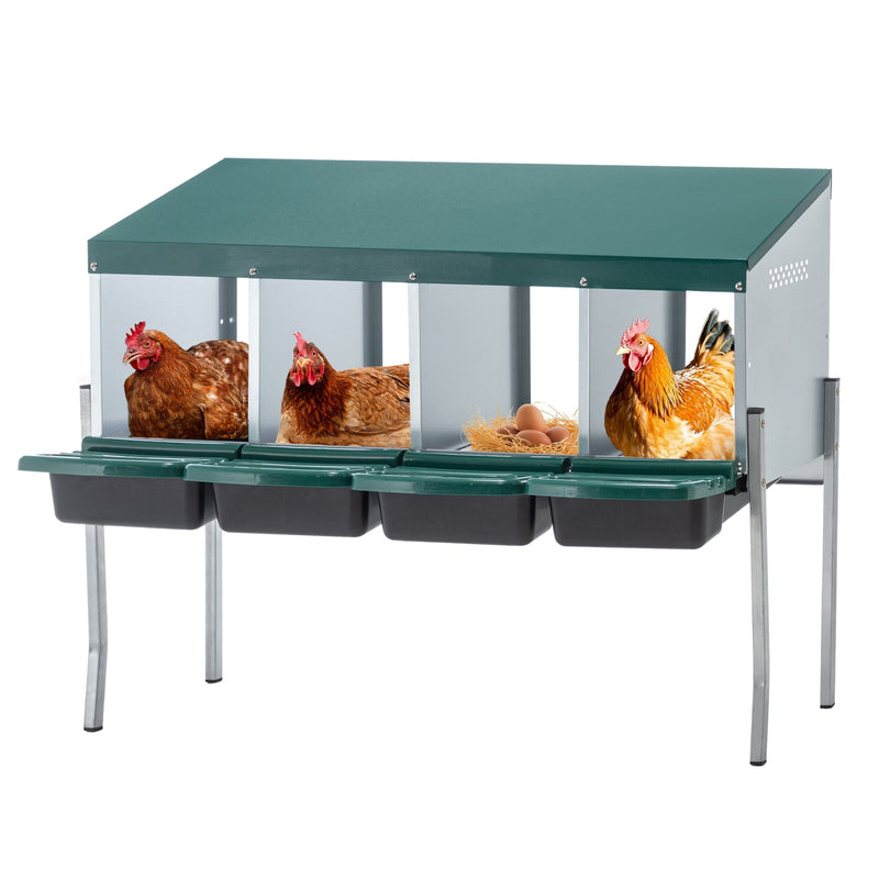 HKM-0058685 4-Hole Chicken Nesting Box with Legs and Cover for Egg Protection