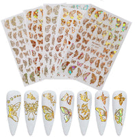 HKM-006035 Butterfly Nail Stickers in Gold and Silver Laser Finish