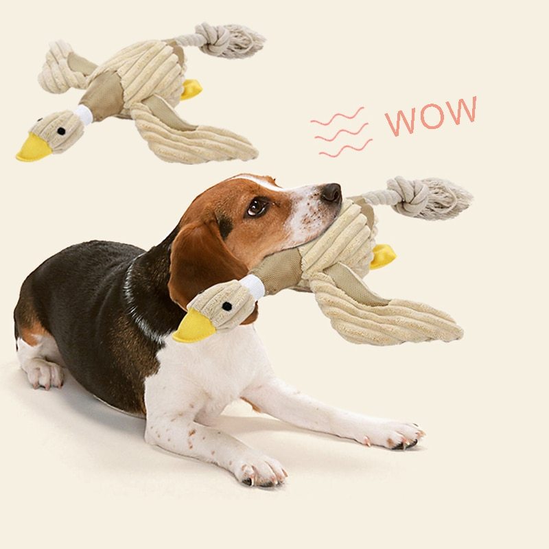HKM-006035 Plush Duck Sound Toy for Dogs - Soft Short Plush with Interactive Features, 25 x 31 cm
