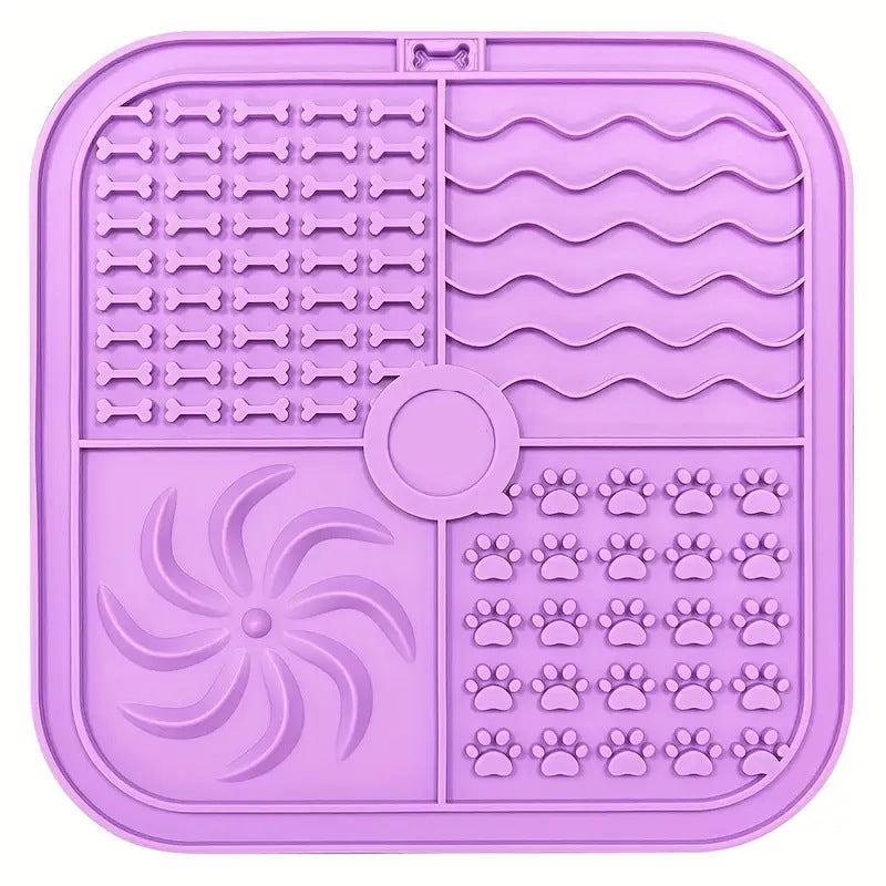 HKM-0060989 Silicone Non-Slip Pet Slow Food Mat with Bottom Suction Cups - Multiple Colors Available