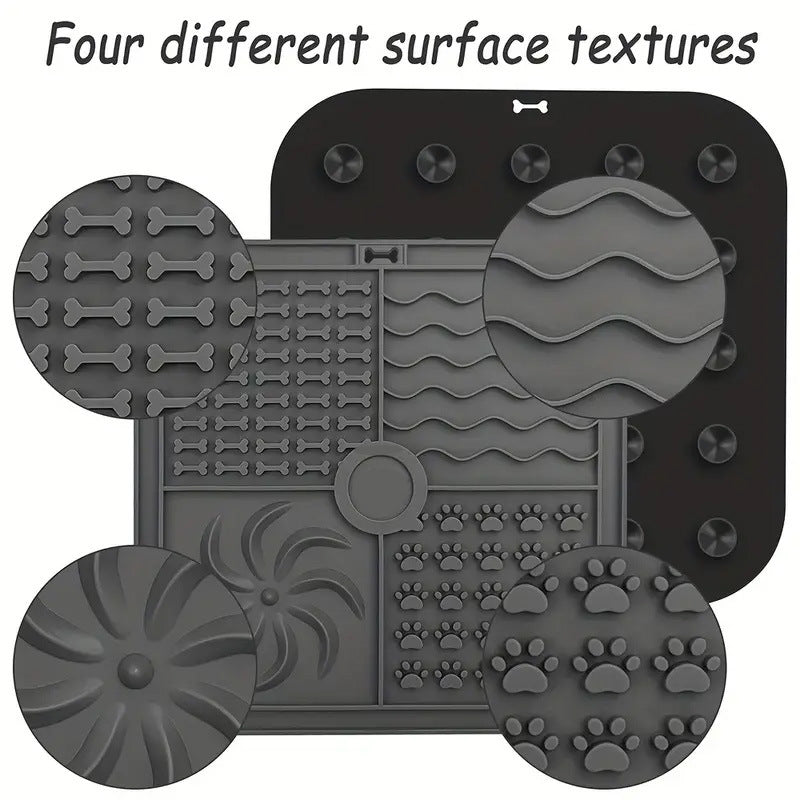 HKM-0060989 Silicone Non-Slip Pet Slow Food Mat with Bottom Suction Cups - Multiple Colors Available