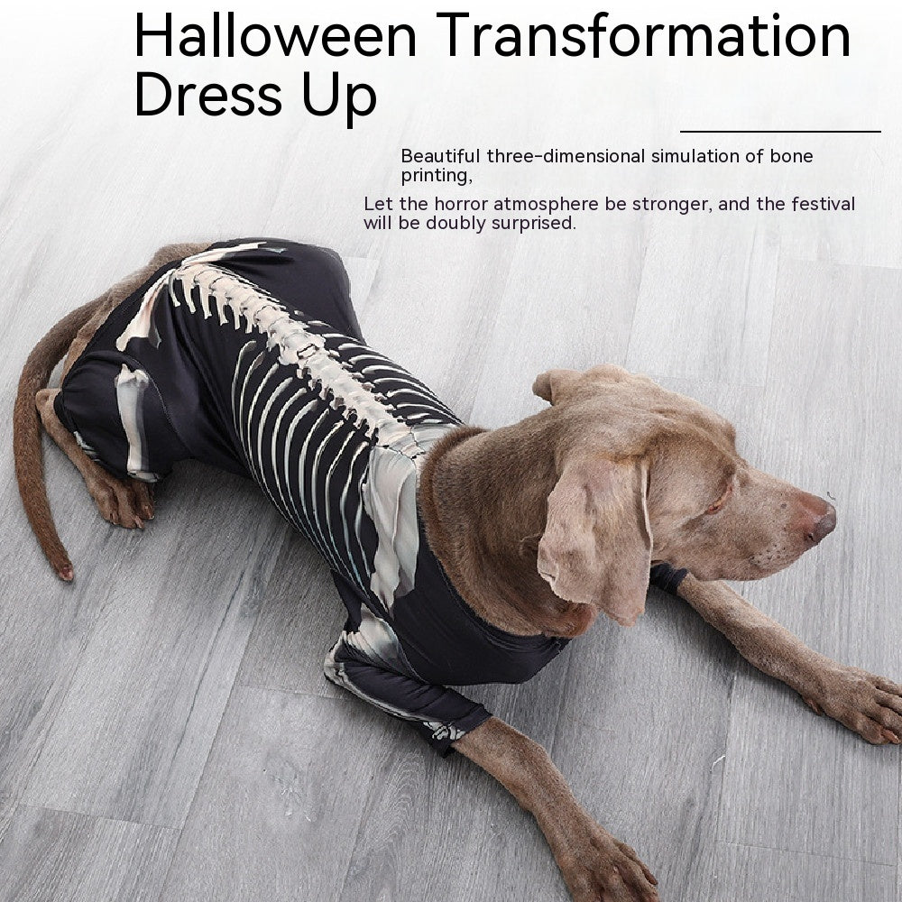 HKM-0061373 Casual Black Skull Dog Dress for Halloween Celebrations