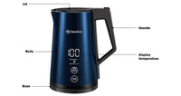 HKM-006163 Smart Cordless Electric Kettle with 1900 Watts Fast Boiling, 1.7 Liter Capacity, Auto Shut-Off, WiFi and Temperature Control