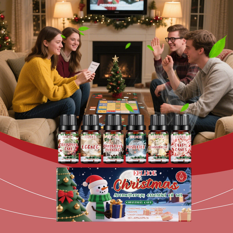 HKM-006355 Christmas Aromatherapy Oil Set for a Cozy Atmosphere - 6 Pieces, Fresh Air Blend