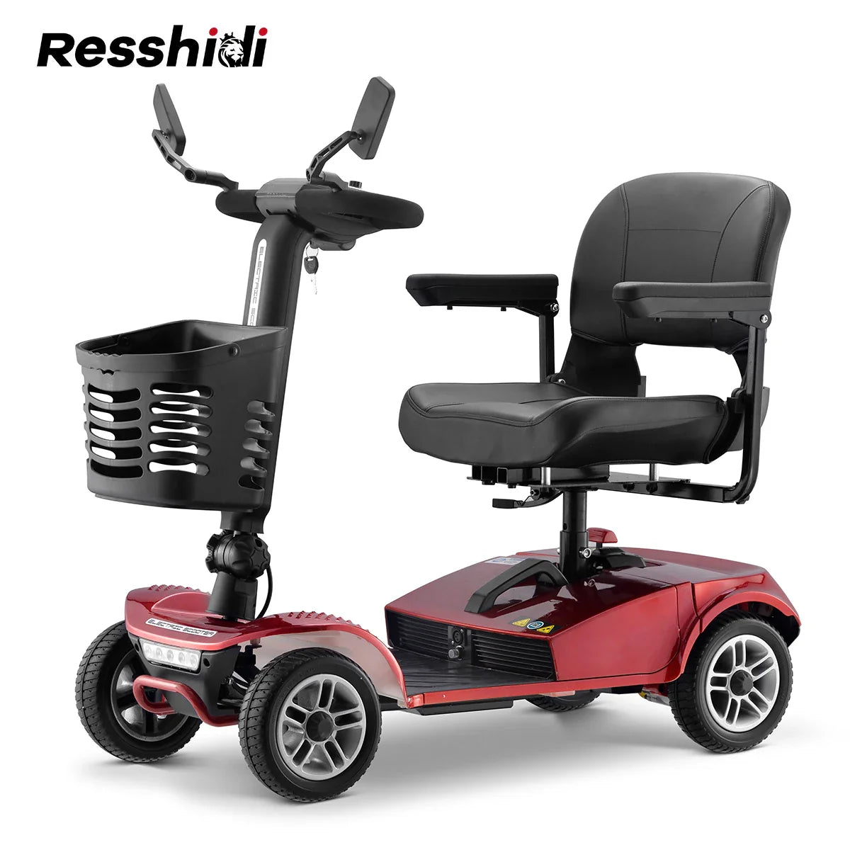 HKM-006419 All-Terrain 350W 4-Wheel Mobility Scooter for Seniors - Foldable, 20KM Range, 8km/h Max Speed, Quick Release Battery