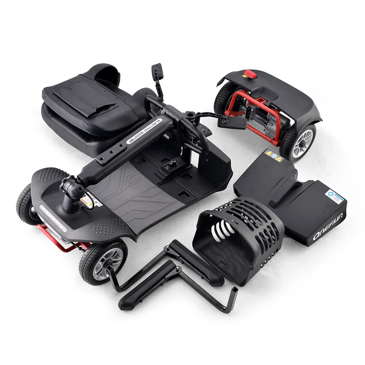 HKM-006419 All-Terrain 350W 4-Wheel Mobility Scooter for Seniors - Foldable, 20KM Range, 8km/h Max Speed, Quick Release Battery