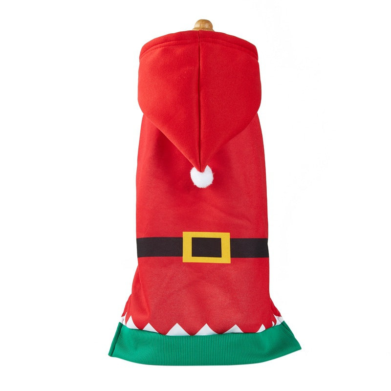 HKM-0065853 Christmas-Themed Hooded Dog Outfit with Lights and Skirt - XS to XL Sizes