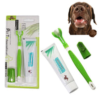 HKM-006611 Three-Head Silicone Finger Toothbrush for Dog Dental Care