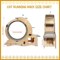 HKM-0066237 Indoor Cat Exercise Wheel - 6-in-1 Sports Device for Active Cats, Heavy-Duty Wood Design, Smooth Silent Operation, Safe for Pets