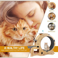 HKM-0066237 Indoor Cat Exercise Wheel - 6-in-1 Sports Device for Active Cats, Heavy-Duty Wood Design, Smooth Silent Operation, Safe for Pets