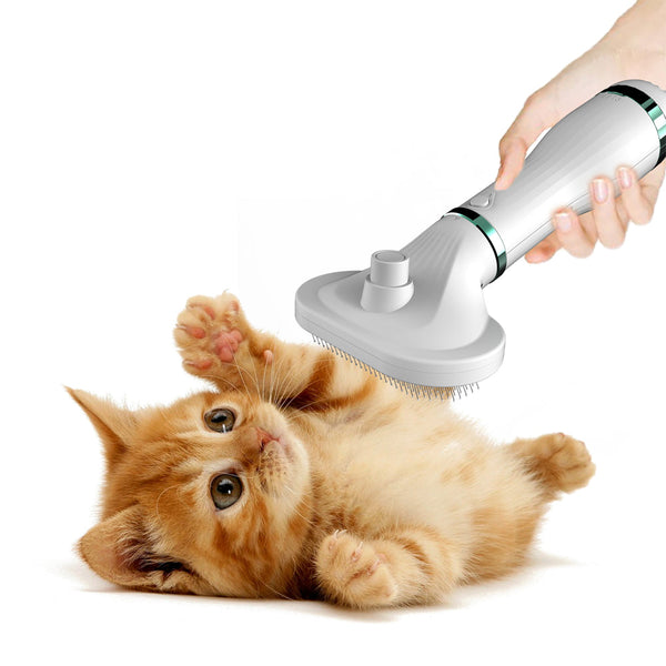 HKM-0066365 Ergonomic Pet Hair Dryer Comb with Stainless Steel Teeth and One-Key Dehairing Function